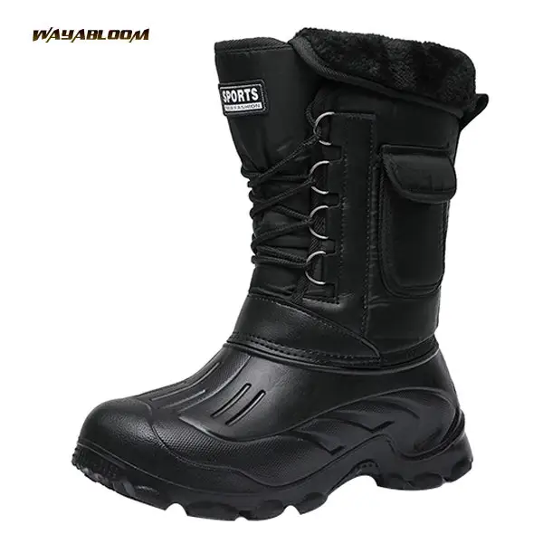 Autumn and winter new men's outdoor waterproof snow boots fishing cotton shoes fishing boots