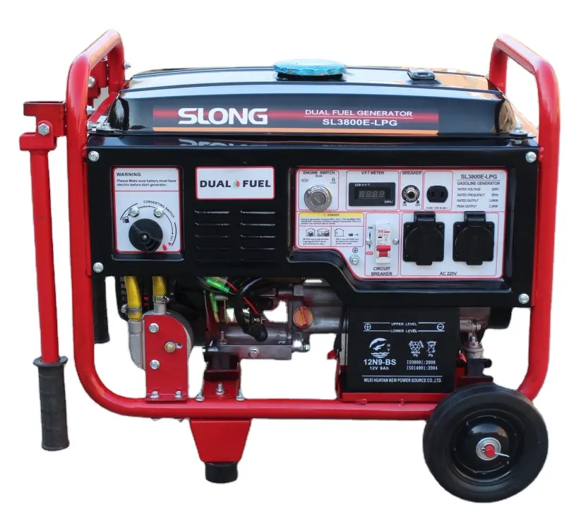 Slong marca lpg gás/gás natural/gasolina/portátil, gerador de combustível duplo 3kw para uso doméstico