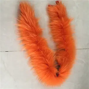 Oversize orange Real Raccoon Fur Collar Ladies