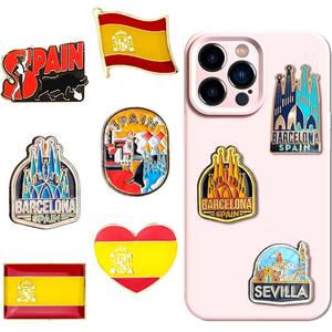 Pegatinas de esmalte españolas para teléfonos al por mayor, calcomanías para carcasas de teléfono, insignias, emblemas de bandera nacional, accesorios metálicos para celulares, regalo turístico personalizado - Product Image 1