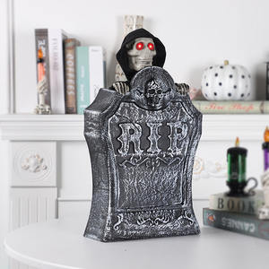 Электрический пластиковый надгробный камень Хэллоуин индукционный реквизит страшный призрак Скелет надгробие украшение дома с привидениями бар - Product Image 3