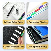 Carnets de notes à reliure métallique pour le collège Carnet de poche avec onglets séparateurs Petit bloc-notes Journaux pour le bureau, les fournitures scolaires