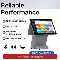 Système de point de vente CT30-7 OEM Factory avec double écran tactile capacitif de 15,6 pouces, Windows/Android, Wi-Fi 6, Bluetooth 5.2, processeur I5, caisse enregistreuse