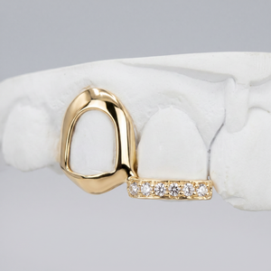 <span class=keywords><strong>Grillz</strong></span> Hip Hop personnalisés en argent sterling 925, style dentaire, avec crocs en barre en moissanite à face ouverte, entièrement sertis de moissanite - Product Image 2