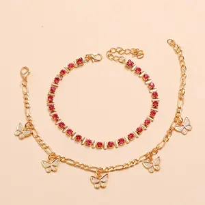 Top Selling ButterfLy Anklets Foot Gold Plated Filled Jewelry Flower Women Anklet Leaf Arrow Diamond