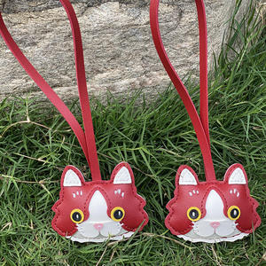 Pendentif tête de chat Kawaii en cuir PU, porte-clés pour femme, breloque mignonne pour sacs, décorations et accessoires - Product Image 3