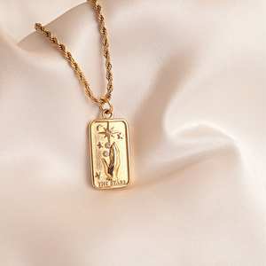 Custom Gepersonaliseerde 18K Gold <span class=keywords><strong>Tarot</strong></span> Hanger Ketting Zon Sterren Liefhebbers Rvs Witchy Sieraden Cadeaus Voor Haar - Product Image 6