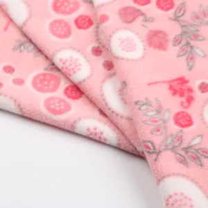 Manufacturer knitted double-sided flannel velvet customized pattern polar fleece fabric suitable for pajama blankets clothing