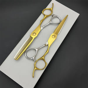 Ciseaux à cheveux dorés de 6 pouces en acier inoxydable, ciseaux professionnels pour stylistes, pour usage esthétique, pour droitiers - Product Image 1