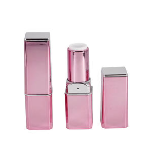 Barra de labios de plástico para maquillaje, tubos de lápiz labial cuadrados de color rosa, vacío, con logotipo de botella OEM, venta al por mayor - Product Image 1