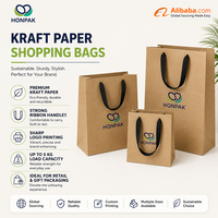 Individuelle Kraftpapiertüten mit Logo Luxus-Einkaufstaschen Geschenktüten mit Bandgriff HONPAK