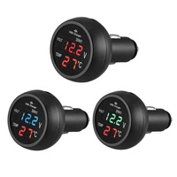 Voltímetro y Termómetro Digital LED 3 en 1 DC12 24V con Encendedor de Cigarrillos y Cargador USB para Auto de 2.1A