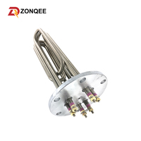 Calentador de Inmersión de Acero Inoxidable con Conexión Roscada y Brida de 240V 440V 3KW 6KW, 1-1/4" 1-1/2" para Calderas Industriales de Calentamiento de Agua