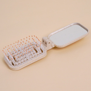 Cepillo de Viaje para el Cabello con Espejo, Ecológico, de Paja de Trigo, Plegable, para Mujeres y Niños, con Diseño de Hoja y Flor, Compacto, Mini, Bonito Juego de Peines - Product Image 6