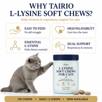 Complément alimentaire à la L-Lysine pour le soutien immunitaire des chats, santé respiratoire féline, comprimés à croquer à la lécithine, soins quotidiens, vente en gros