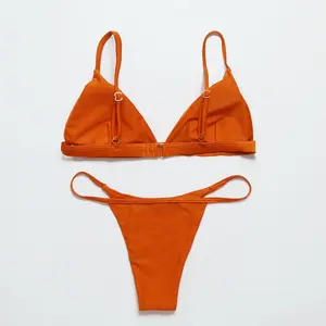 Wholesale New Sexy Girl Two Pieces Bikini Set Solid Swimsuit Mature Women Sexy Open Bikini Xxx China