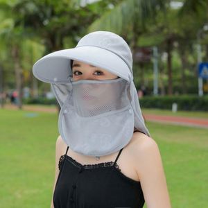 Chapeau Bob d'été à large bord avec masque facial respirant et amovible, design queue de cheval, pour pêche décontractée unisexe - Product Image 3