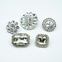 Kancing Perak Mutiara Berhias Rhinestone 5 Model Kristal Cluster Dome Bunga Campuran untuk Fashion Mewah Wanita