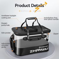 Seau à appâts vivants pliable Yuzhiyuan de 6/10 gallons, couvercle transparent en EVA épaissi, trou d'aération, fermeture à glissière, pêche sportive