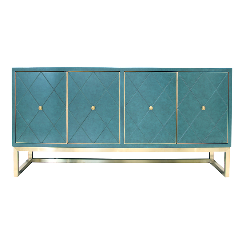 Madera de cerezo americano diseño verde azul cobre mando entrada gabinete del lado de las piernas de acero porche del gabinete