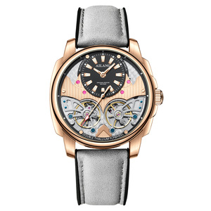 Ailang – montre mécanique automatique pour hommes, Double Tourbillon, boîtier en verre cristal, étanche à 30M, boîtier en acier inoxydable, bracelet en cuir - Product Image 1