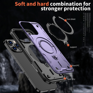 Nouvelle coque magnétique antichoc à chargement sans fil pour <span class=keywords><strong>iPhone</strong></span> 16 <span class=keywords><strong>Pro</strong></span> <span class=keywords><strong>Max</strong></span> 16 14 13 <span class=keywords><strong>12</strong></span>, hybride double couche avec béquille annulaire - Product Image 6