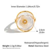 Maßgefertigter 18K PVD-beschichteter 316L Edelstahl-Harzring mit schwebender Blume, offen, verstellbar, antiallergisch, Schmuck Großhandel OEM ODM