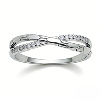 Bague en argent sterling 925 personnalisée en gros, simple et élégante, design unique, motif serpent, bague porte-bonheur
