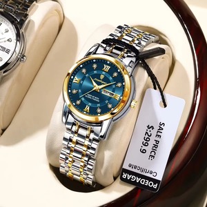 Drioshipping Reloj de pulsera analógico de lujo para mujer 3ATM Relojes de cuarzo resistentes al agua Caja de negocios de acero inoxidable luminosa - Product Image 6
