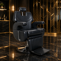 Fauteuil de Barbier Professionnel Moderne Écologique Inclinable à Rotation 360 Degrés en Cuir PVC pour Salon de Coiffure