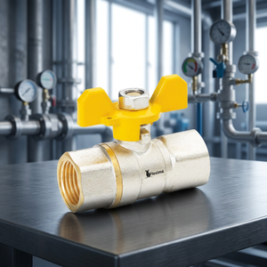 Robinet à bille en laiton nickelé avec poignée papillon pour eau, gaz et produits pétroliers - Product Image 4
