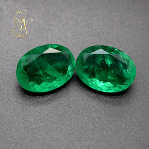 Großhandelspreis Laborgezüchteter Smaragdstein Oval Geformter Kristallglas-Kolumbien-Smaragd Wärmebehandelter Synthetischer Loser Edelstein - Product Image 1