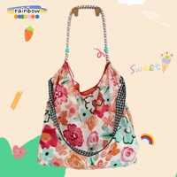 Nouveau Sac à Bandoulière en Toile Style Ethnique Floral avec Cordon de Serrage, Grande Capacité, Doublure en Coton, Sac de Voyage Souple et Sac Fourre-tout Intérieur