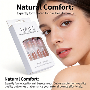 Unghie Finte Adesive in Acrilico Stile Stiletto Francese, Pronte per la Spedizione, Design Regolare a Mandorla, Materiale ABS per Dita - Product Image 5