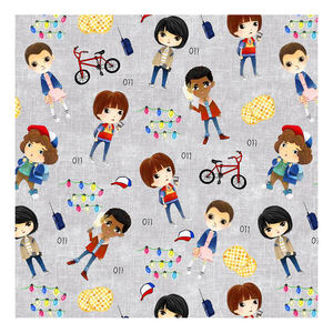 Tissu imprimé respirant de conception de choses étranges populaires de sortie d'usine pour des vêtements chaussures de coton de bande dessinée hommes tissés - Product Image 2