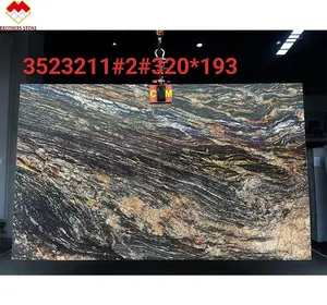 Modern Design Natural Real Black With Gold Matrix Titanium Granite Slab Magma Gold For Indoor Villa Cabinet Tops