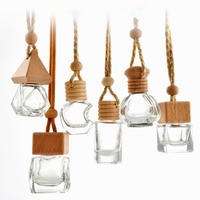 Mini bouteille en verre d'aromathérapie personnalisée diffuseur de désodorisant de voiture suspendu flacons pendants de parfum avec bouchons en bois