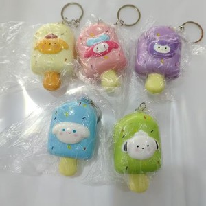 Pu Ice Cream Keychain 3D Cartoon Soft Squishy Toy For Kids And Office Stress Relief Decorative Plush <b>Key</b> <b>Chains</b> - Product Image 4