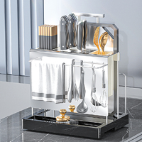 Huamili – Support de rangement multifonctionnel moderne en métal, écologique, pour couteaux et baguettes, organisateur de cuisine pour gagner de la place à la maison