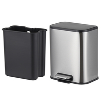 Poubelle rectangulaire en acier inoxydable 5l Benne à ordures Cuisine Miroir Couleur chromée