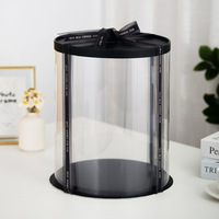 Boîte à gâteau ronde transparente à motif cylindrique clair, emballage pour cadeaux de fleurs, anti-poussière, boîte de rangement pour gâteaux d'exposition