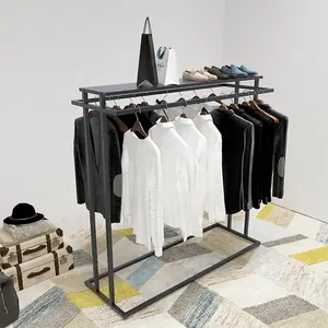 双面简约豪华零售店展示地板固定装置室内设计金属服装展示架