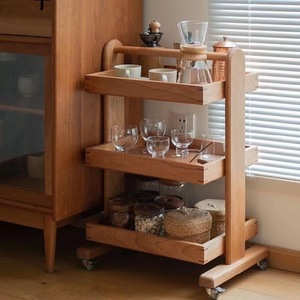 Wooden <b>Storage</b> <b>Cart</b> 3 Tier Standing Type Kitchen Bathroom Use Neatening <b>Storage</b> Rectangle Shape - Product Image 1