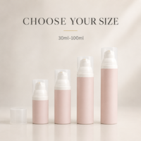 Flacon pompe sans air personnalisé en PP, 30 ml-100 ml, couleur ambre blanche, emballage cosmétique pour sérum, lotion, crème solaire