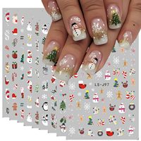 Ensemble de 9 autocollants pour ongles de Noël, dessins animés 3D, flocons de neige, flocons de neige rouges, Père Noël, autocollants pour ongles ultra-fins sans couture, pas cher