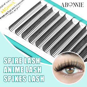 Extensions de cils à pointes fines style anime, pré-fabriquées, 16-20mm, finition mate, en plateaux - Product Image 3