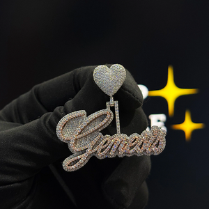 Personalized Custom <b>Name</b> Pendant with VVS Moissanite Stones Iced Out Hip Hop Jewelry Necklace Charm for Cuban Link <b>Chains</b> - Product Image 4