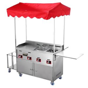 Camión de comida multifuncional con freidora, parrilla, cocina de fideos, combinación de carrito de perritos calientes empujado a mano - Product Image 3