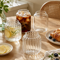 Gobelet en verre transparent personnalisé avec logo, 14 oz et 21 oz, à paroi lisse et côtelée, pour café, jus, thé, eau, café, restaurant, maison, cuisine