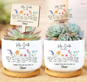 Pot de fleur en céramique personnalisé jardinière de mois de naissance pour <span class=keywords><strong>grand</strong></span>-<span class=keywords><strong>mère</strong></span> <span class=keywords><strong>cadeau</strong></span> de fête des mères - Product Image 4